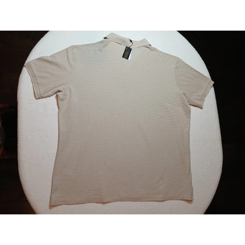 NWT Polo Ralph Lauren Shirt Mens 4LT Big & Tall Beige White Stretch Stripe Polo